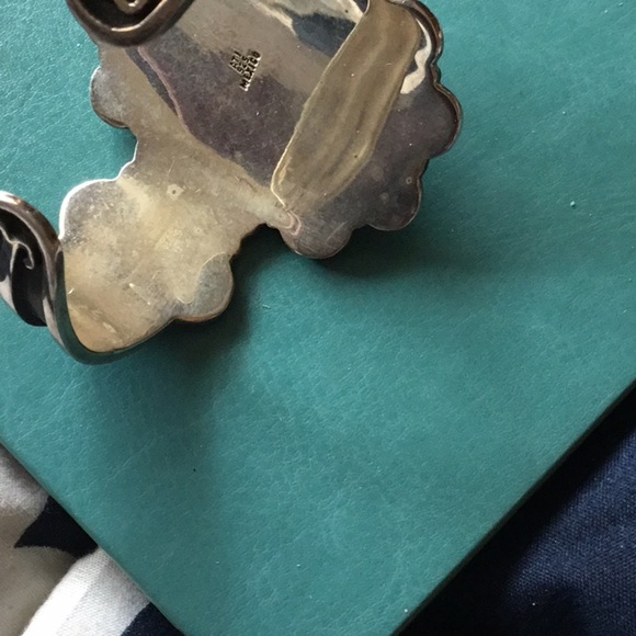 Sterling Silver Vintage Onyx Cuff Made in Mexico❤️ - Picture 2 of 4